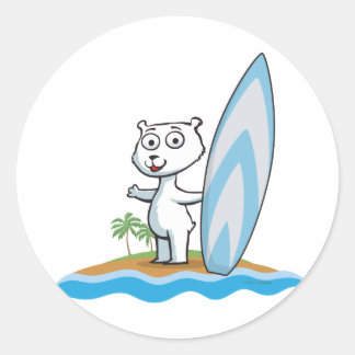 Sticker Rond Surfer à ours polaires