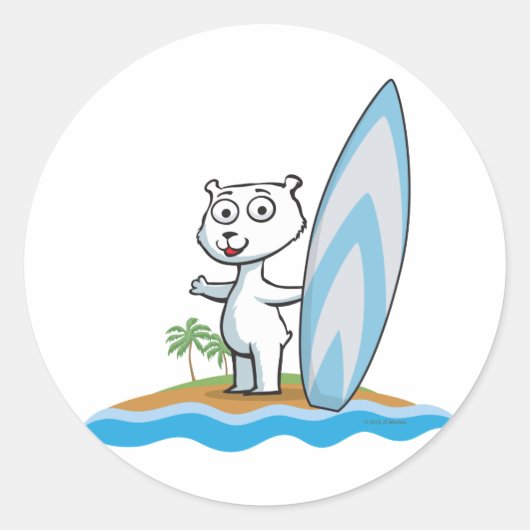 Sticker Rond Surfer à ours polaires (Devant)