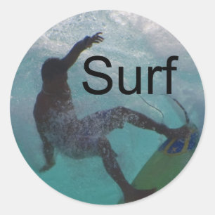 Sticker Rond surfer à une grande vague