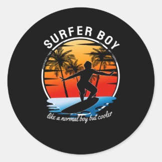 Sticker Rond Surfer Boy comme un garçon normal mais Glacière