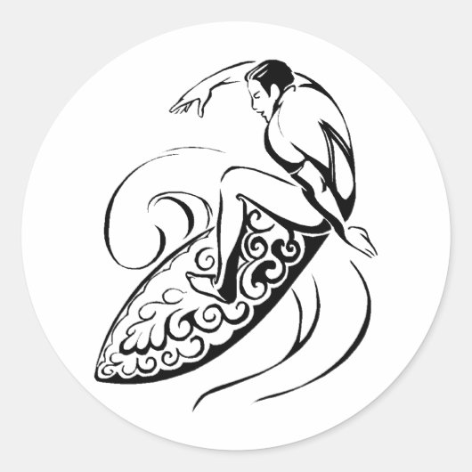 Sticker Rond Surfer Dude (Devant)