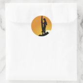 Sticker Rond Surfer fille Silhouette (Sac)