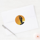 Sticker Rond Surfer fille Silhouette (Enveloppe)
