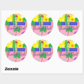 Sticker Rond Surfer Girl (Feuille)