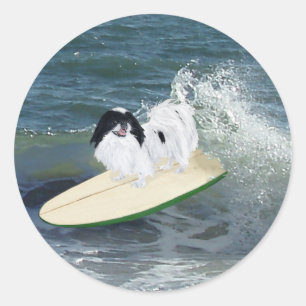 Sticker Rond Surfeur Chin Japonais