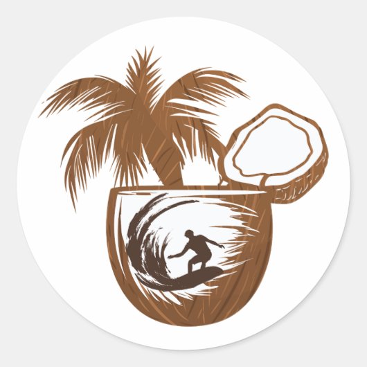 Sticker Rond Surfeur d'été (Devant)
