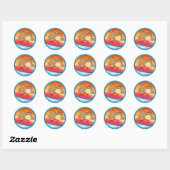 Sticker Rond Surfeur d'été (Feuille)