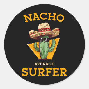 Sticker Rond Surfeur pas moyen drôle de surfboard de surf passi