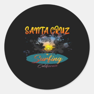 Sticker Rond Surfing à Santa Cruz en Californie