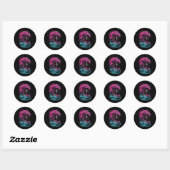 Sticker Rond Surfing de squelette _3 (Feuille)