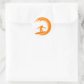 Sticker Rond Surfing d'orange et de blanc (Sac)