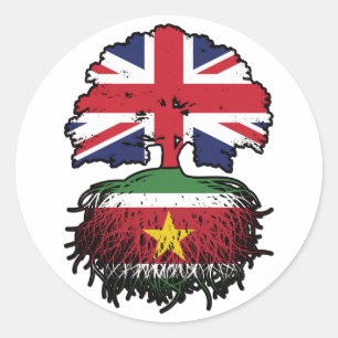 Sticker Rond Suriname Surinamais Royaume-Uni Drapeau des racine