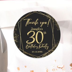 Sticker Rond Surprise 30e anniversaire de fête Black & Gold Par