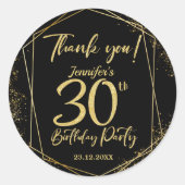 Sticker Rond Surprise 30e anniversaire de fête Black & Gold Par (Devant)