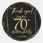 Sticker Rond Surprise 70e fête d'anniversaire Black & Gold Part (Devant)
