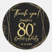 Sticker Rond Surprise 80e anniversaire de fête Black & Gold Par (Devant)