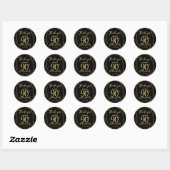 Sticker Rond Surprise 90e anniversaire de fête Black & Gold Par (Feuille)