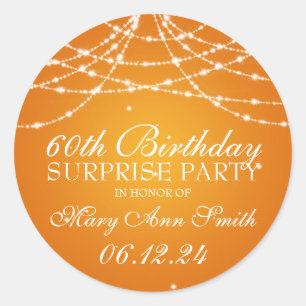Sticker Rond Surprise Anniversaire Corde d'étoiles Orange