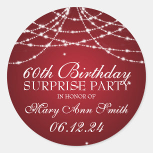 Sticker Rond Surprise Anniversaire Corde d'étoiles Rouge