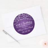 Sticker Rond Surprise Anniversaire Corde d'étoiles violet (Enveloppe)