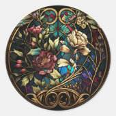 Sticker Rond Surprise florale en verre tendu (Devant)