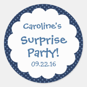 Sticker Rond Surprise Party Cute Polka Dot Personnalisé Nom Fav