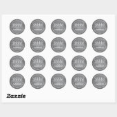 Sticker Rond Surprise Retraite Party Rustic Wood Grey & White (Feuille)