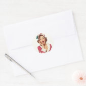 Sticker Rond Surprised Retro Christmas Pin-Up (Enveloppe)