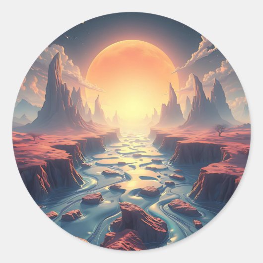 Sticker Rond Surreal Dream World Ethereal Ai Art (Devant)