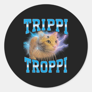 Sticker Rond Surreal Italian Brainrot meme Trippi Troppi Cat Fu