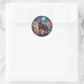 Sticker Rond Surrealism Whimsical Time Travel Cat (Sac)
