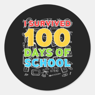 Sticker Rond Survécu 100 Jours D'École Joyeux 100E Jour