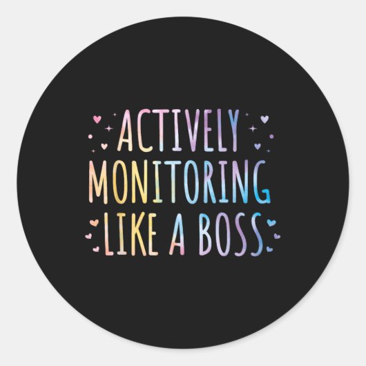 Sticker Rond Surveillance Active Comme Un Enseignement De Test (Devant)