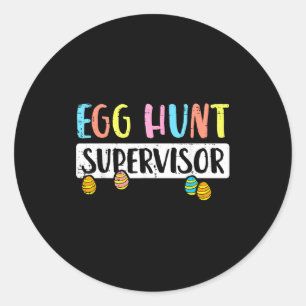 Sticker Rond surveillant de chasse aux oeufs de Pâques maman pa