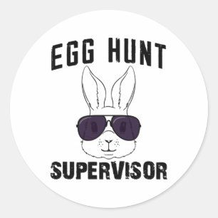 Sticker Rond Surveillant de chasse aux œufs de Pâques Maman Pap