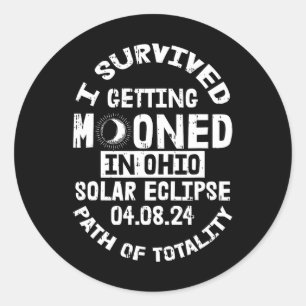 Sticker Rond Survié Se Mooner Dans L'Ohio Solaire Eclipse Apri