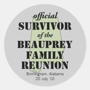 Sticker Rond Survivant de la Réunion familiale de l'Alabama (ve