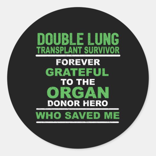 Sticker Rond Survivant de la transplantation pulmonaire double  (Devant)