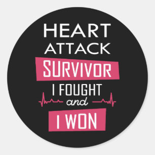Sticker Rond Survivant de l'attaque cardiaque, je me suis battu