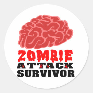 Sticker Rond Survivant de l'attaque de zombie