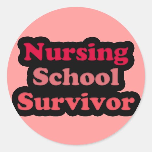 Sticker Rond Survivant de l'école de soins infirmiers rose noir (Devant)
