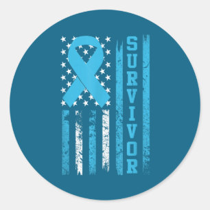 Sticker Rond Survivant du cancer de la prostate Bold Blue