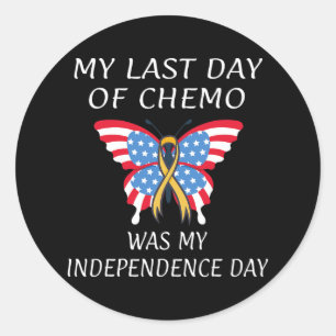 Sticker Rond Survivant du cancer de l'enfant Drapeau américain