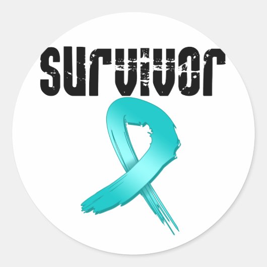 Sticker Rond SURVIVANT du cancer du col (Devant)