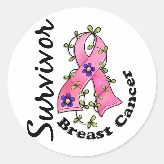 Sticker Rond Survivant du cancer du sein 15 (Devant)