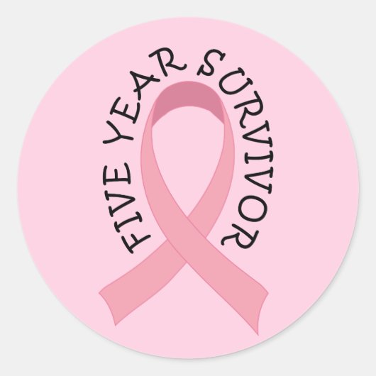 Sticker Rond Survivant du cancer du sein de 5 ans (Devant)