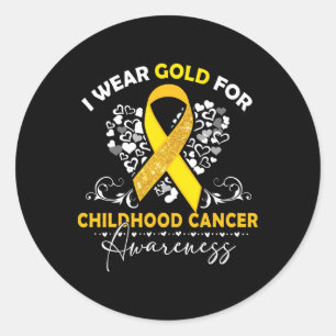 Sticker Rond Survivant du cancer infantile Je porte un ruban do