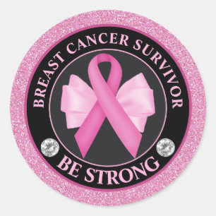 Sticker Rond Survivant du Ruban de sensibilisation au cancer du