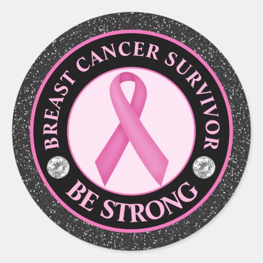 Sticker Rond Survivant du Ruban de sensibilisation au cancer du (Devant)