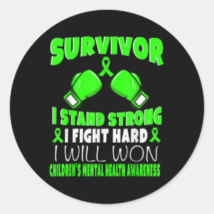 Sticker Rond Survivant Je Lutte Contre Les Enfants Durs Santé M
